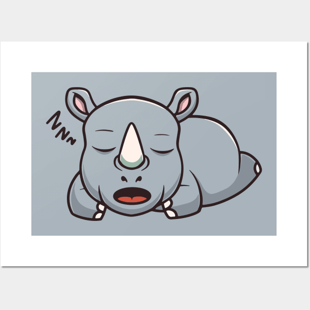 Cute Rhino Sleeping Wall Art by Cubbone